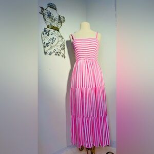 Casual Dresses Sleeveless Square Neck Stripe Dress for Beach Vacation